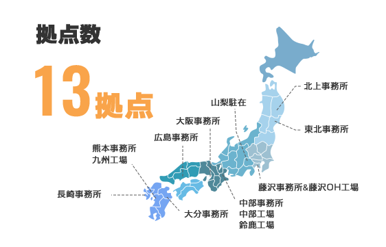 拠点数 日本全国に13拠点